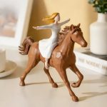 Resin Girl Riding Horse Figurine – Creative Equestrian Decorative Statue for Home Decor